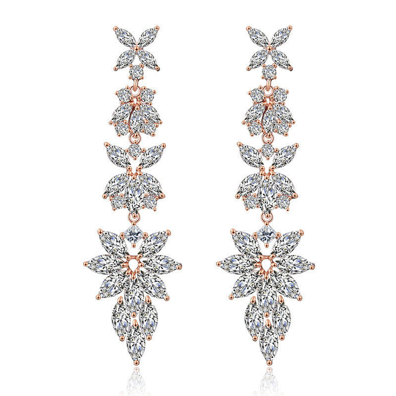 Leaf Shape Cubic Zirconia Drop Earrings