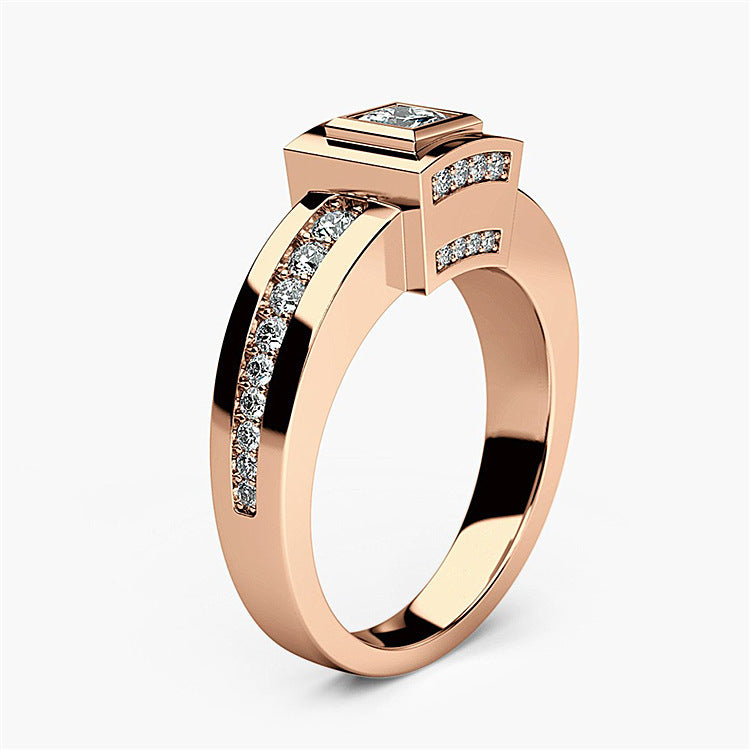 18K Split Rose Gold Plated Diamond-studded Ring