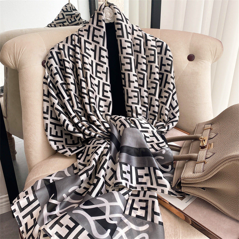New Silk Satin Thin Shawl Tide Brand