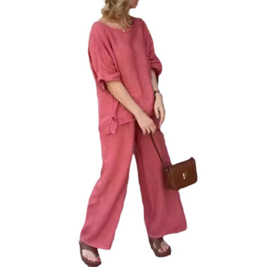 Cotton And Linen Suit Loose Casual Trousers Two-piece Suit