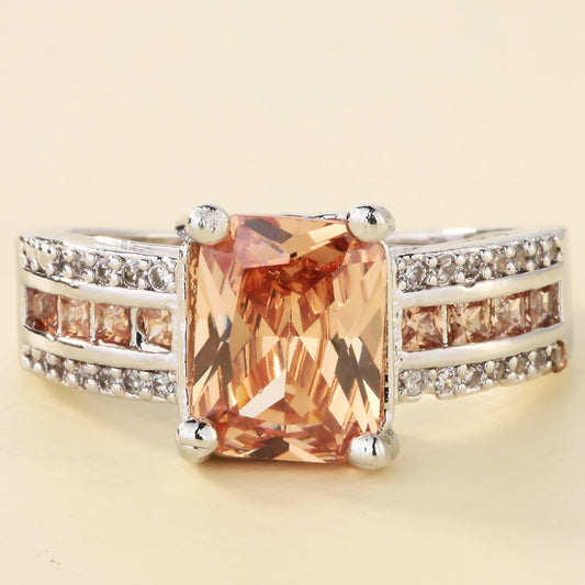 European And American Men And Women Inlaid Zircon Ring