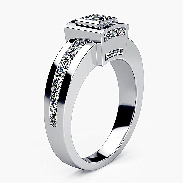 18K Split Rose Gold Plated Diamond-studded Ring