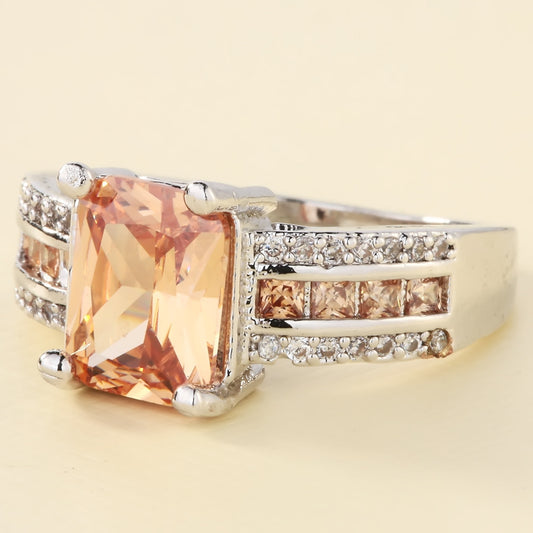 European And American Men And Women Inlaid Zircon Ring