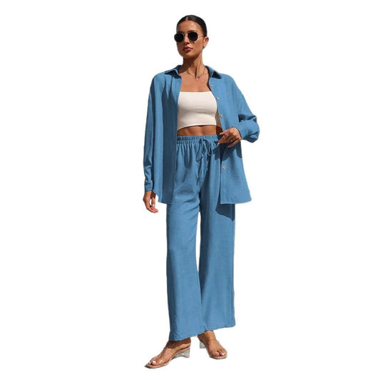 Fashion Graceful Plus Size Women's Long Sleeve Cardigan Two-piece Set Casual Solid Color Suit