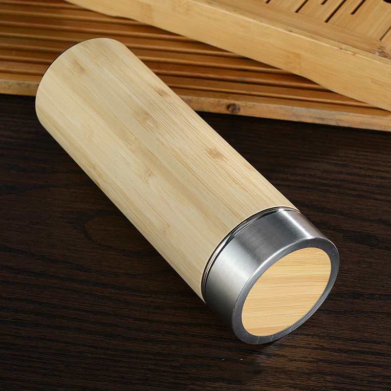Creative Bamboo Shell Double Layer Stainless Steel Thermal Mug