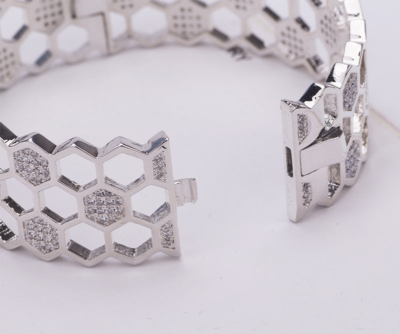 Honeycomb Diamond Bracelet Co-built Love Nest Ring