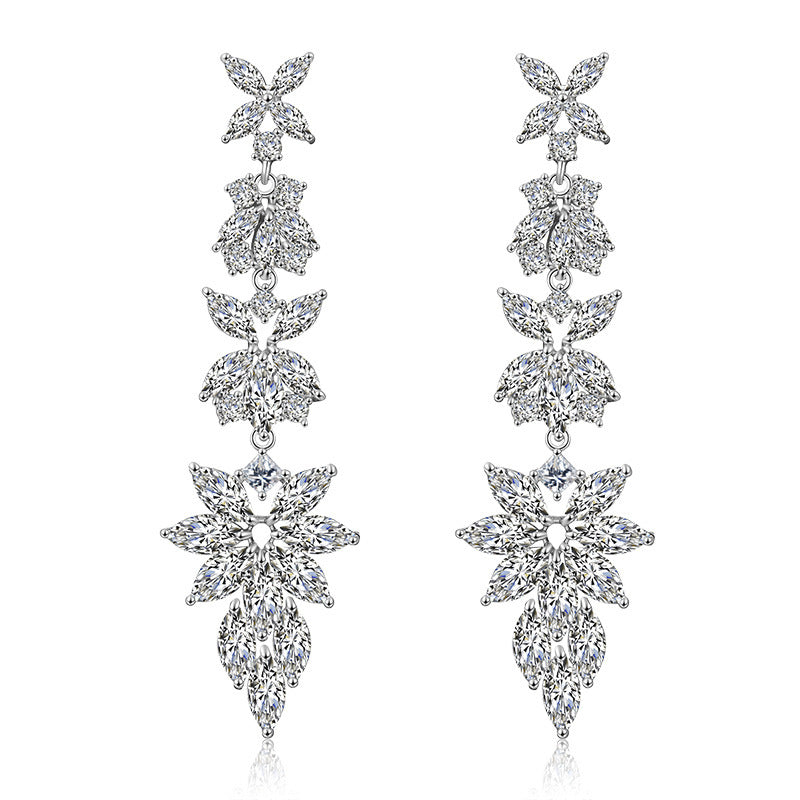 Leaf Shape Cubic Zirconia Drop Earrings