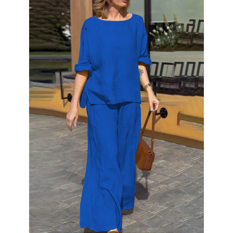 Cotton And Linen Suit Loose Casual Trousers Two-piece Suit