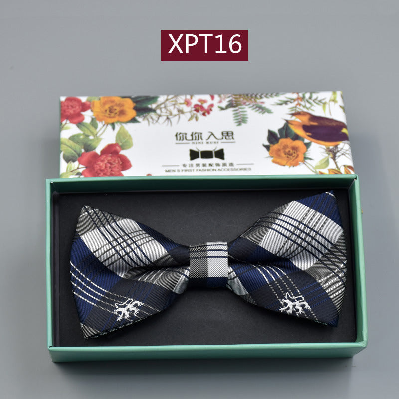 Men's Bridegroom Wedding Festive Professional Business Suit Bow Tie Double-layer Flat Bow Tie