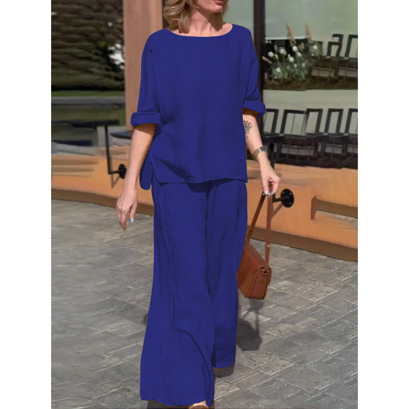 Cotton And Linen Suit Loose Casual Trousers Two-piece Suit