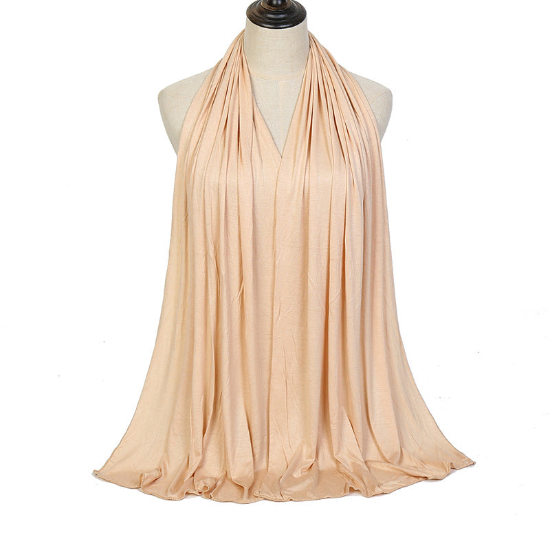 Pure Color Mercerized Cotton Headscarf Warm Shawl