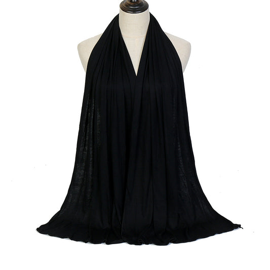 Pure Color Mercerized Cotton Headscarf Warm Shawl