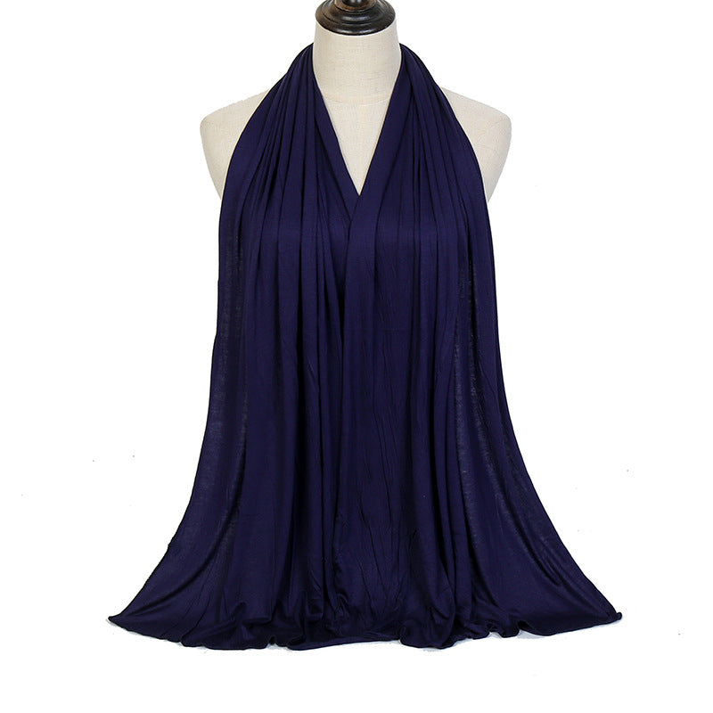 Pure Color Mercerized Cotton Headscarf Warm Shawl