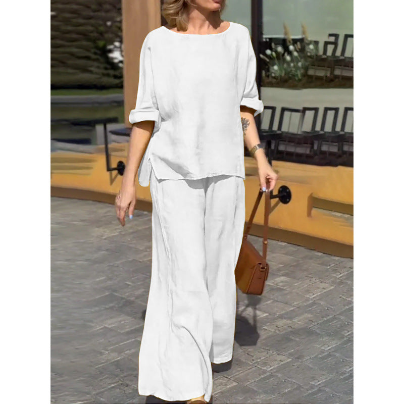 Cotton And Linen Suit Loose Casual Trousers Two-piece Suit