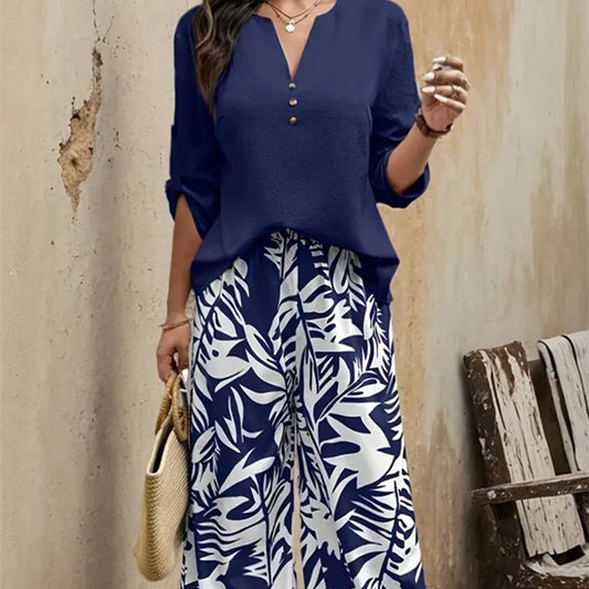 Tropical Printed Women's Casual Suit
