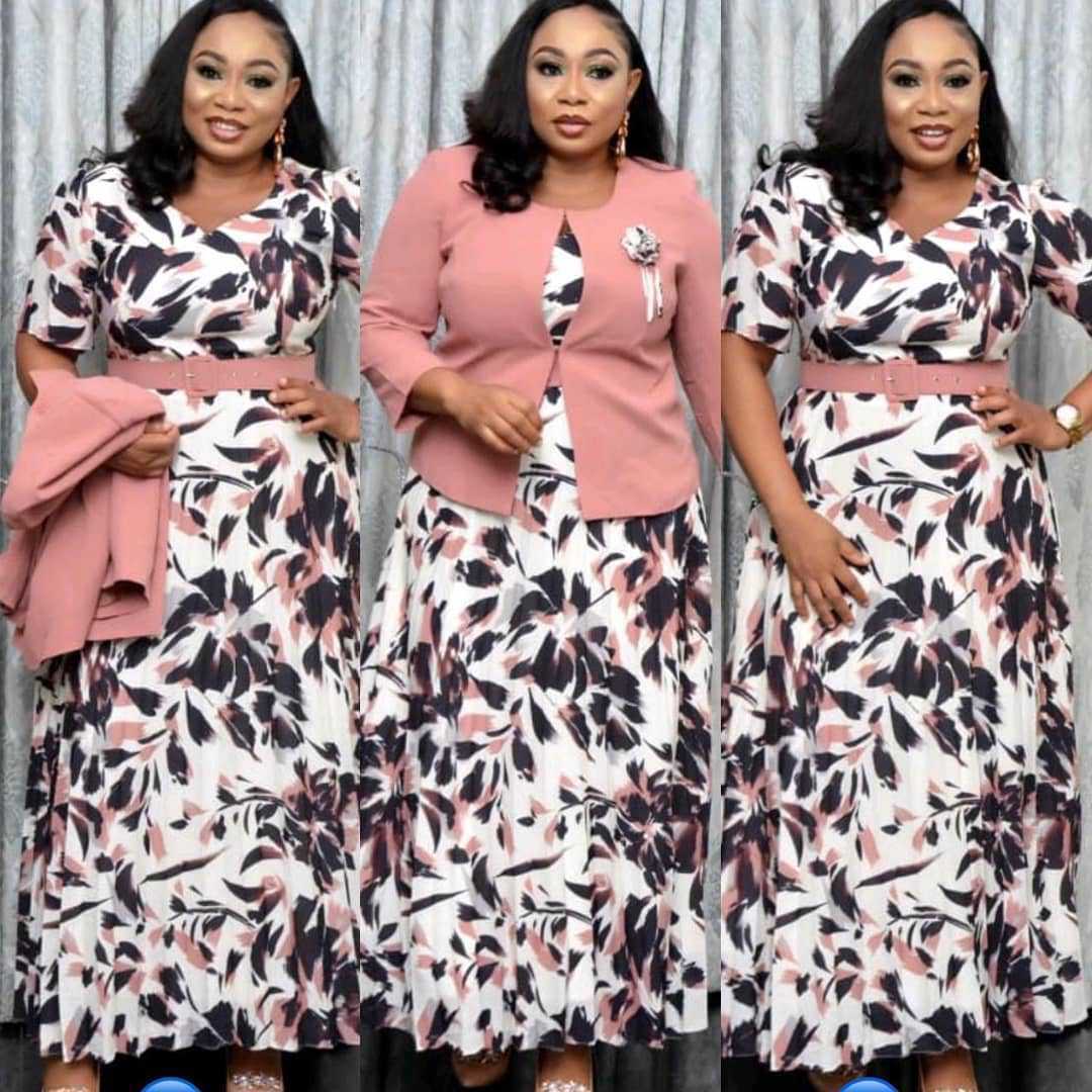 Fashion Print Small Blazer Long Dress Two Piece Women