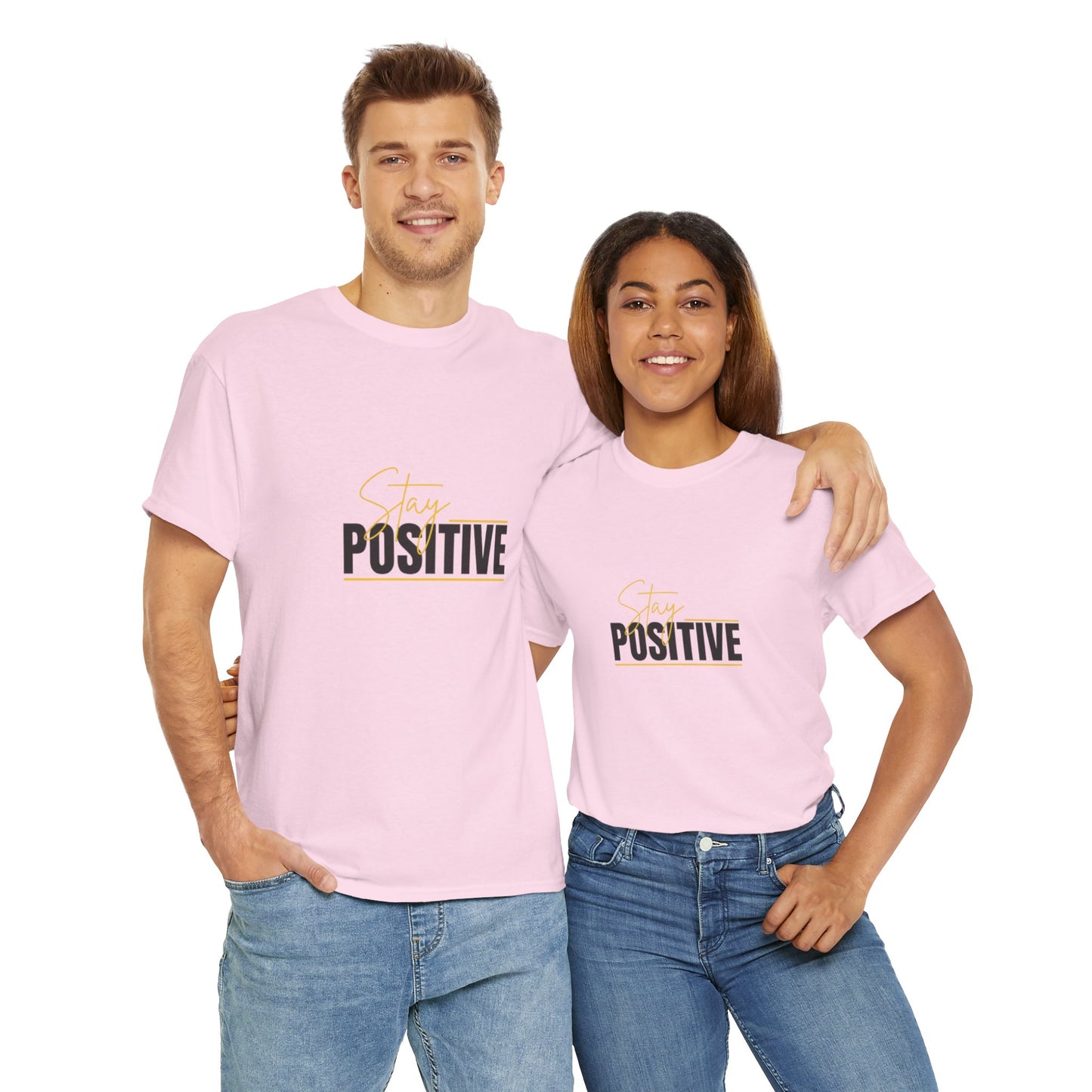 Stay Positive Unisex Heavy Cotton Tee - Uplifting Casual Wear
