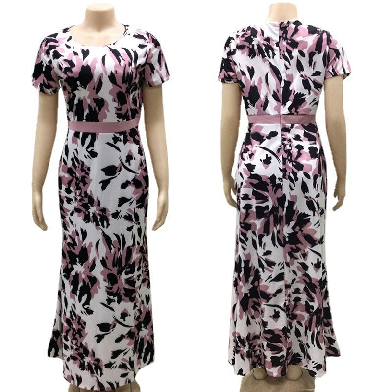 Fashion Print Small Blazer Long Dress Two Piece Women