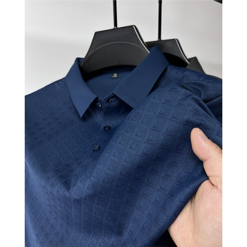 High-end Elegant Ice Silk Short Sleeve T-shirt Men