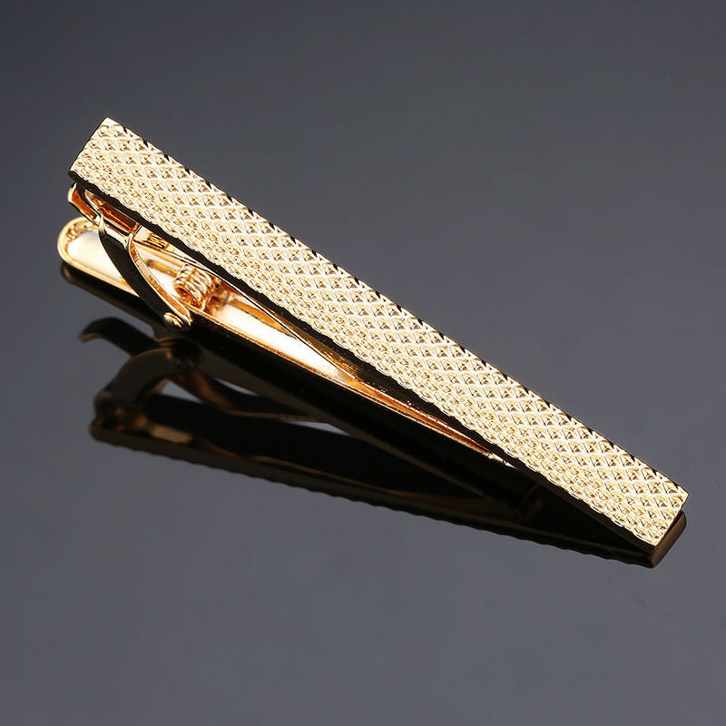 Men's Fashion Business Copper Polishing Rubber Pattern Tie Clip