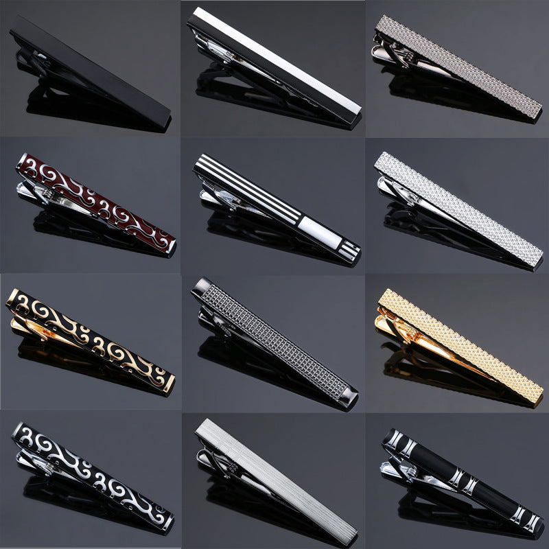 Men's Fashion Business Copper Polishing Rubber Pattern Tie Clip