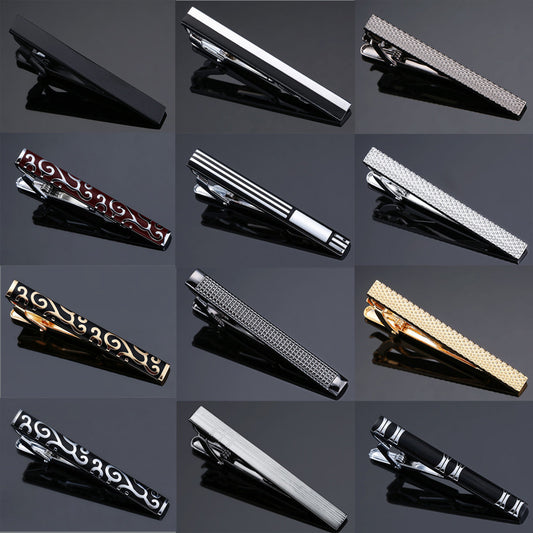 Men's Fashion Business Copper Polishing Rubber Pattern Tie Clip