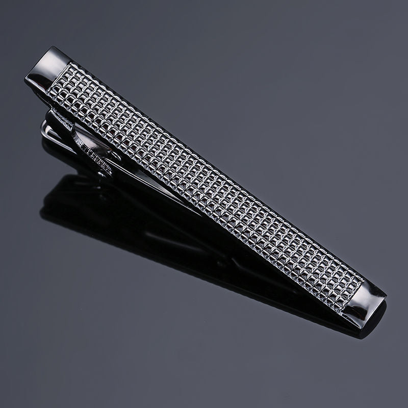 Men's Fashion Business Copper Polishing Rubber Pattern Tie Clip