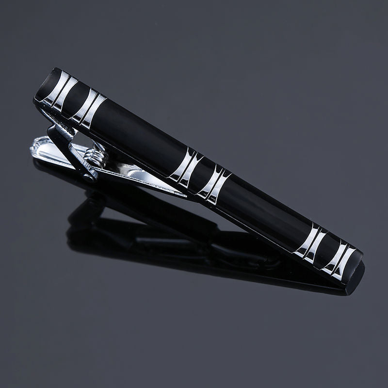 Men's Fashion Business Copper Polishing Rubber Pattern Tie Clip