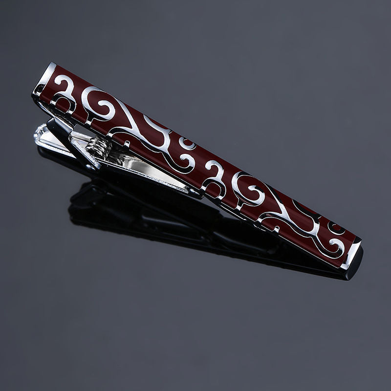 Men's Fashion Business Copper Polishing Rubber Pattern Tie Clip
