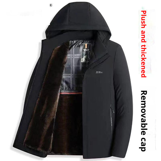 Men's Cotton Jacket Hooded Thick Long Sleeves Winter