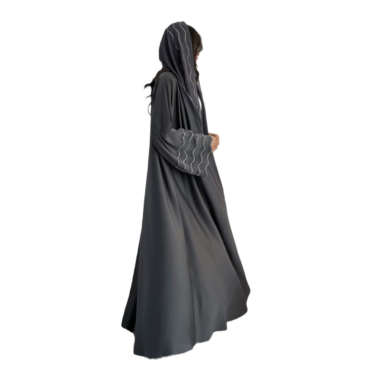 Arab Dubai Turkey Exquisite Embroidery Embroidery Coat With Headscarf Two Pieces