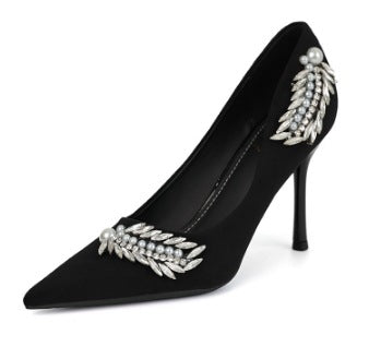 Black Suede High Heels Women Pointed Stiletto Heel