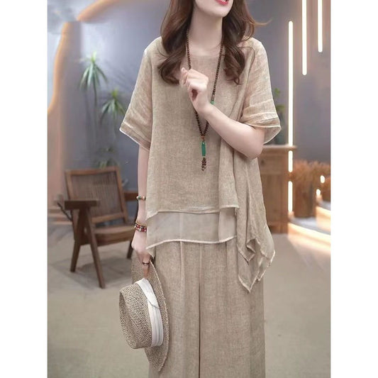 Retro Tencel Cotton And Hemp Set For Women