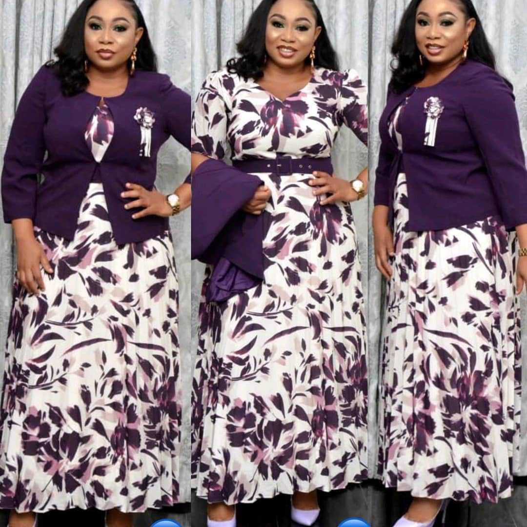 Fashion Print Small Blazer Long Dress Two Piece Women