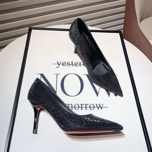 Pointed Stiletto Heel Silver High Heel Banquet Wedding Shoes