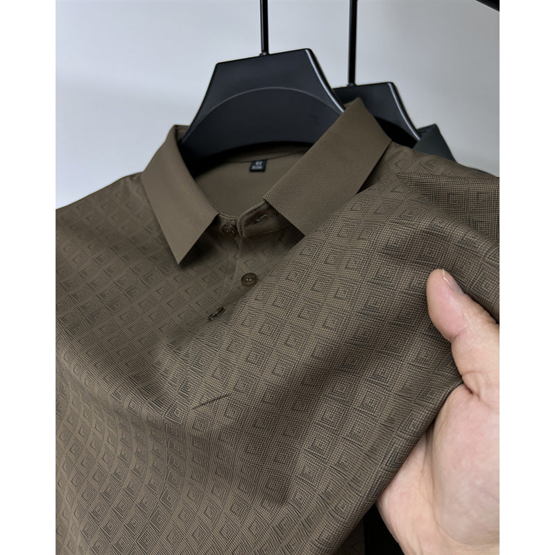 High-end Elegant Ice Silk Short Sleeve T-shirt Men