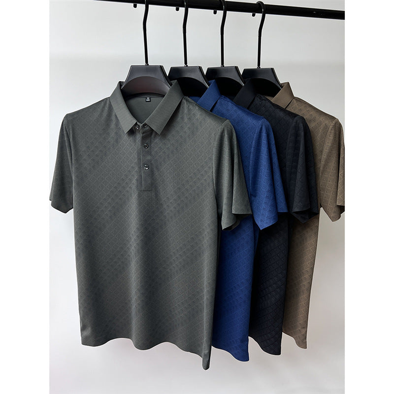 High-end Elegant Ice Silk Short Sleeve T-shirt Men