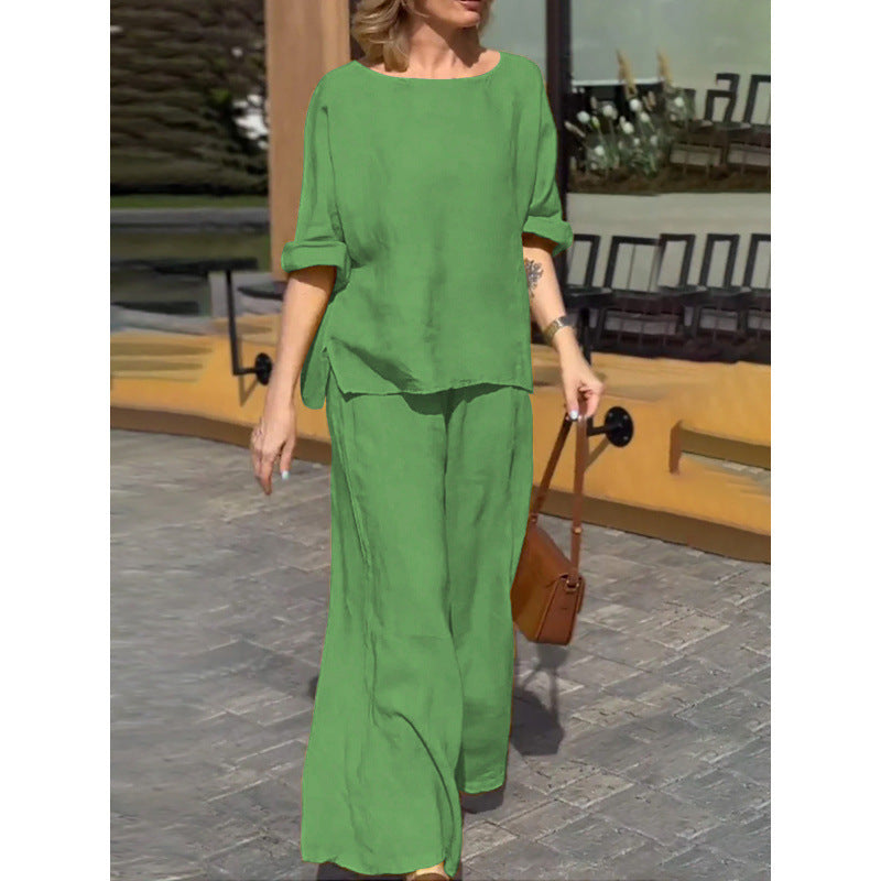 Cotton And Linen Suit Loose Casual Trousers Two-piece Suit