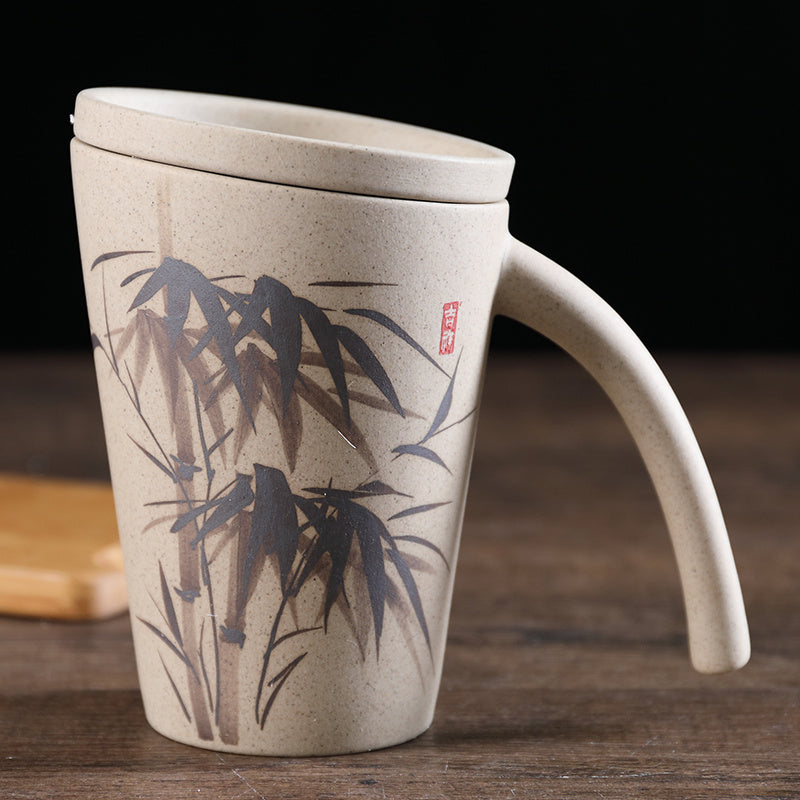 Creative Ceramic Mug Nostalgic Milk Breakfast Mug With Lid