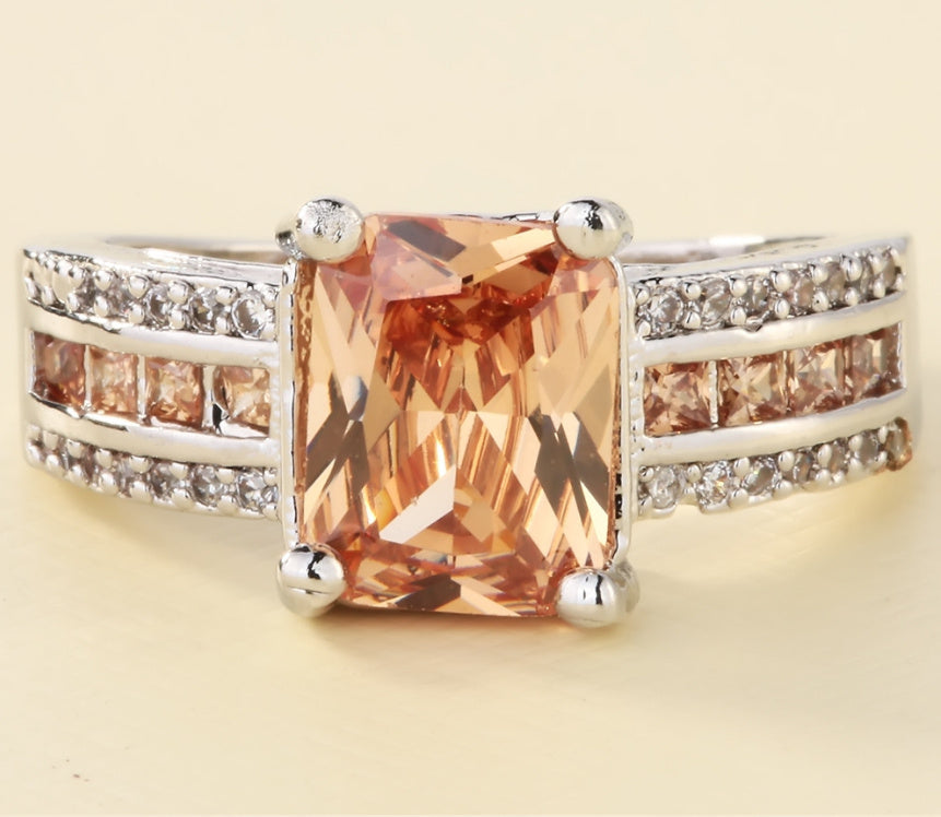 European And American Men And Women Inlaid Zircon Ring
